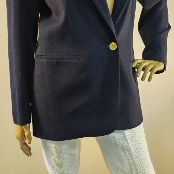 Appleseeds Single Button Blazer Womens Career Jacket Sz 10 Navy Blue Vintage 90s - Picture 6 of 12